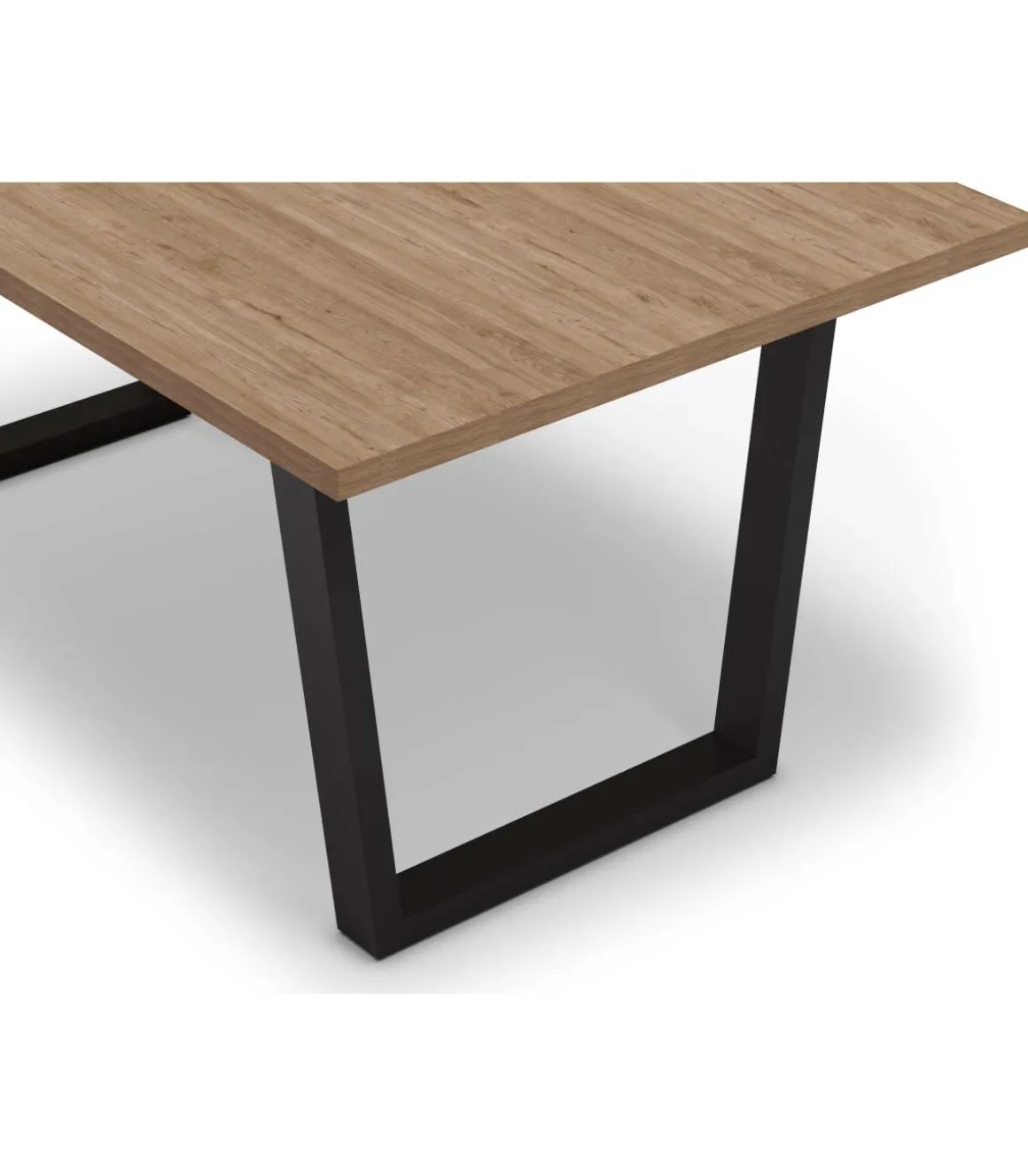 Mesa para comedor rectangular fija Md-Francis acabado natural/negro, 180cm(ancho) 75cm(altura) 100cm(fondo).