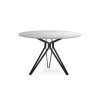 Mesa para comedor redonda fija Md-Malena acabado cerámica blanca, 120cm(ancho) 76cm(altura) 120cm(fondo).