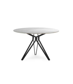 Mesa para comedor redonda fija Md-Malena acabado cerámica blanca, 120cm(ancho) 76cm(altura) 120cm(fondo).