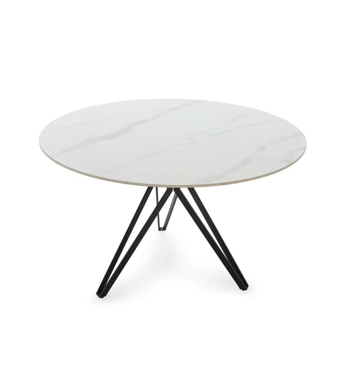Mesa para comedor redonda fija Md-Malena acabado cerámica blanca, 120cm(ancho) 76cm(altura) 120cm(fondo).