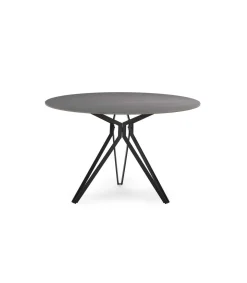 Mesa para comedor redonda fija Md-Malena acabado cerámica gris claro, 120cm(ancho) 76cm(altura) 120cm(fondo).
