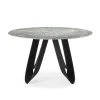 Mesa para comedor redonda fija Md-Amelia acabado cerámica verde, 135cm(ancho) 76cm(altura) 135cm(fondo).