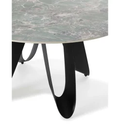 Mesa para comedor redonda fija Md-Amelia acabado cerámica verde, 135cm(ancho) 76cm(altura) 135cm(fondo).