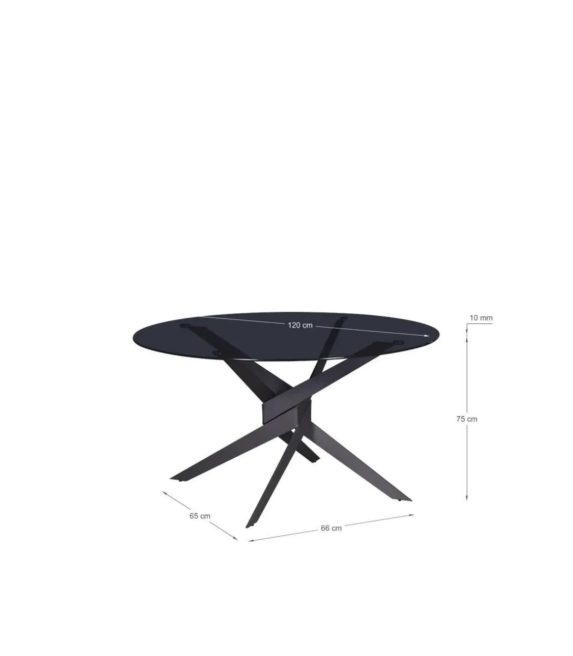 Mesa para comedor redonda fija Md-Jimena acabado gris, 120cm(ancho) 76cm(altura) 120cm(fondo).