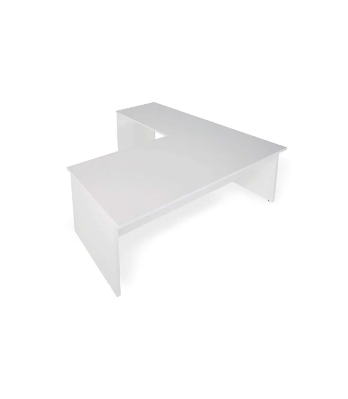 Mesa para oficina o estudio esquinero acabado blanco, 73 cm(alto)160/180 cm(ancho)80/60 cm(fondo)