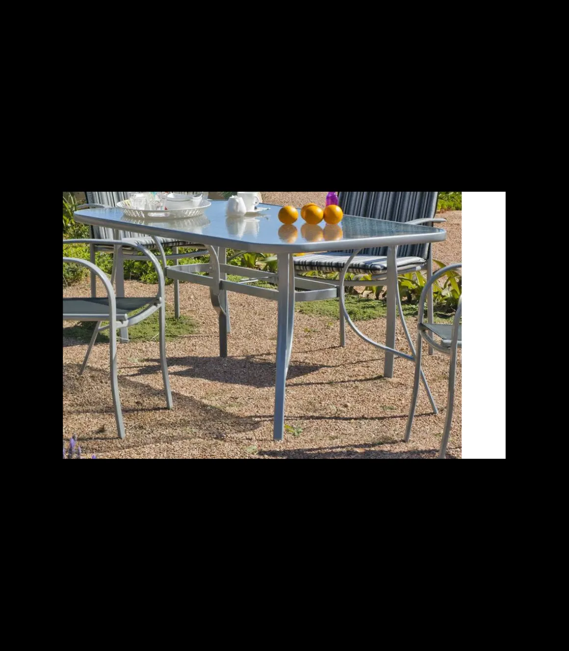 Mesa para terraza jardín en acero Seul-150, en acabado color plata.