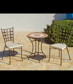 Mesa para terraza jardín mosaico Málaga-60, (Diámetro-Alto): 60Øx72H cm.