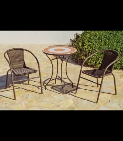 Mesa para terraza jardín mosaico Málaga-60, (Diámetro-Alto): 60Øx72H cm.
