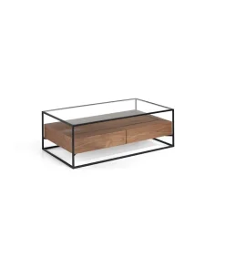 Mesa rectangular chapada en nogal Naia, 120 x 70 x 40 cm (largo x ancho x alto)