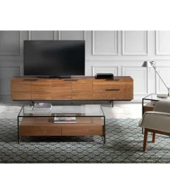 Mesa rectangular chapada en nogal Naia, 120 x 70 x 40 cm (largo x ancho x alto)