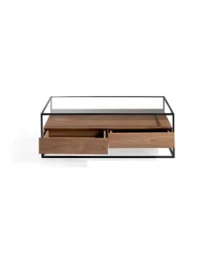 Mesa rectangular chapada en nogal Naia, 120 x 70 x 40 cm (largo x ancho x alto)