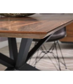 Mesa rectangular en chapa de nogal Nerea, 200 x 100 x 76 cm (largo x ancho x alto)