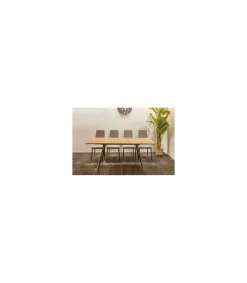 Mesa rectangular extensible Md-Artic acabado oak/negro, 75cm(alto ) 100/140cm(ancho) 100cm(largo)