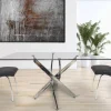 Mesa rectangular Nesy de cristal y patas cromadas 140 cm(ancho) 75 cm(altura) 90 cm(fondo)
