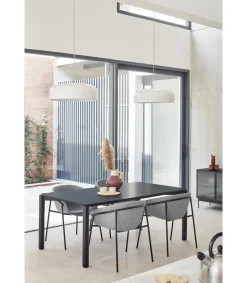 Mesa rectangular para cocina o comedor modelo Atlas acabado negro, 100cm(ancho) 75cm(alto) 180cm(largo)