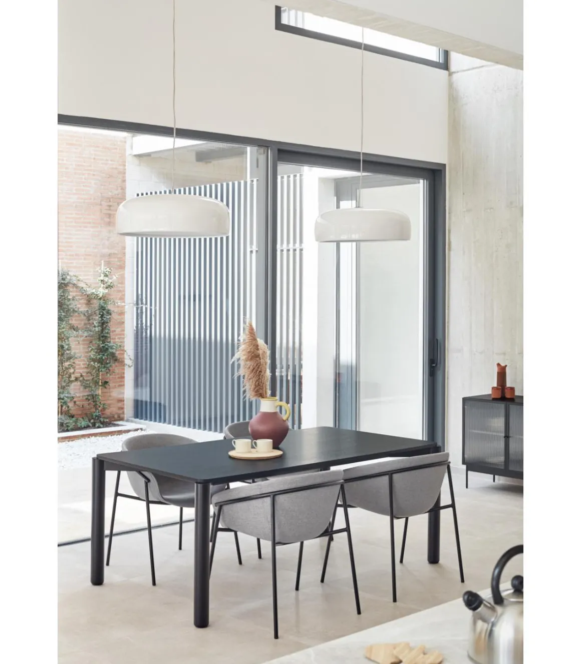 Mesa rectangular para cocina o comedor modelo Atlas acabado negro, 100cm(ancho) 75cm(alto) 180cm(largo)