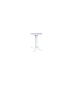 Mesa redonda alta plegable + funda Eventos cocktail acabado polietileno blanco, 107cm(alto) 80cm(ancho) 80cm(largo)