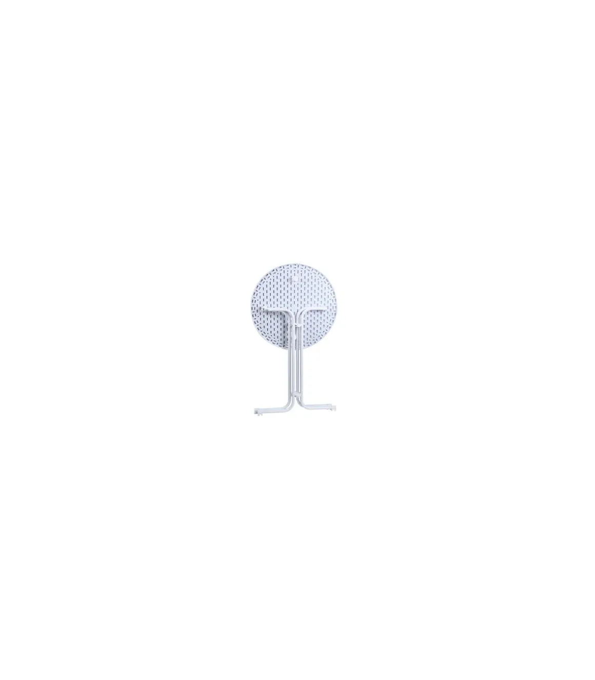 Mesa redonda alta plegable + funda Eventos cocktail acabado polietileno blanco, 107cm(alto) 80cm(ancho) 80cm(largo)