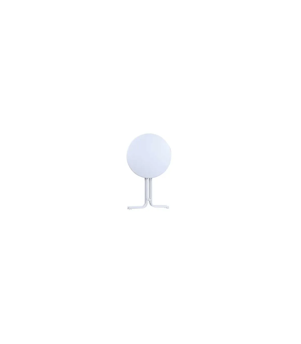 Mesa redonda alta plegable + funda Eventos cocktail acabado polietileno blanco, 107cm(alto) 80cm(ancho) 80cm(largo)