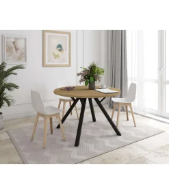 Mesa redonda de comedor Beli acabado natural, 77cm(alto) 120cm(ancho) 120cm(largo)