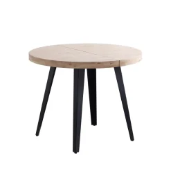 Mesa redonda extensible Berg roble nordish patas negras 76 cm(alto) 100cm(ancho) 100-140-180 cm(largo)