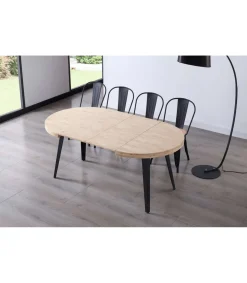 Mesa redonda extensible Berg roble nordish patas negras 76 cm(alto) 100cm(ancho) 100-140-180 cm(largo)