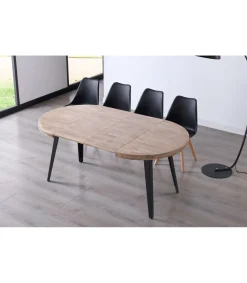 Mesa redonda extensible Berg roble nordish patas negras 76 cm(alto) 100cm(ancho) 100-140-180 cm(largo)