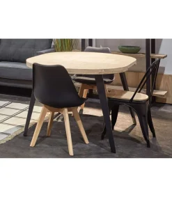 Mesa redonda extensible Berg roble nordish patas negras 76 cm(alto) 100cm(ancho) 100-140-180 cm(largo)