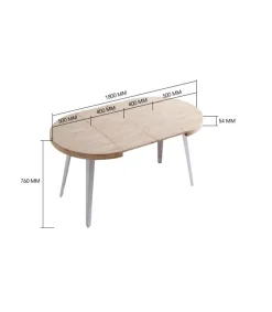 Mesa redonda extensible Berg roble nordish patas blancas 76 cm(alto) 100cm(ancho) 100-140-180 cm(largo)
