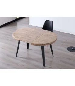 Mesa redonda extensible Berg roble honey patas negras 76 cm(alto) 100cm(ancho) 100-140-180 cm(largo)