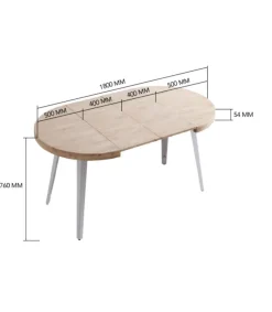 Mesa redonda extensible Berg roble honey patas negras 76 cm(alto) 100cm(ancho) 100-140-180 cm(largo)