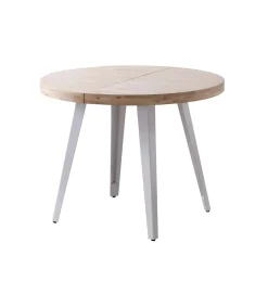 Mesa redonda extensible Berg roble nordish patas blancas, 76 cm(alto) 120/160/200cm(ancho) 120cm(largo)