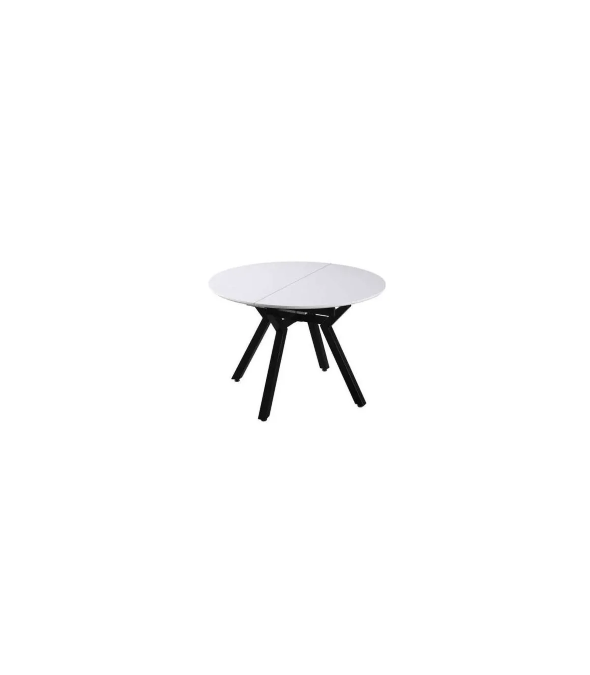 Mesa redonda extensible de comedor Coliseo acabado blanco, 75cm(alto) 110/150cm(ancho) 110cm(fondo)