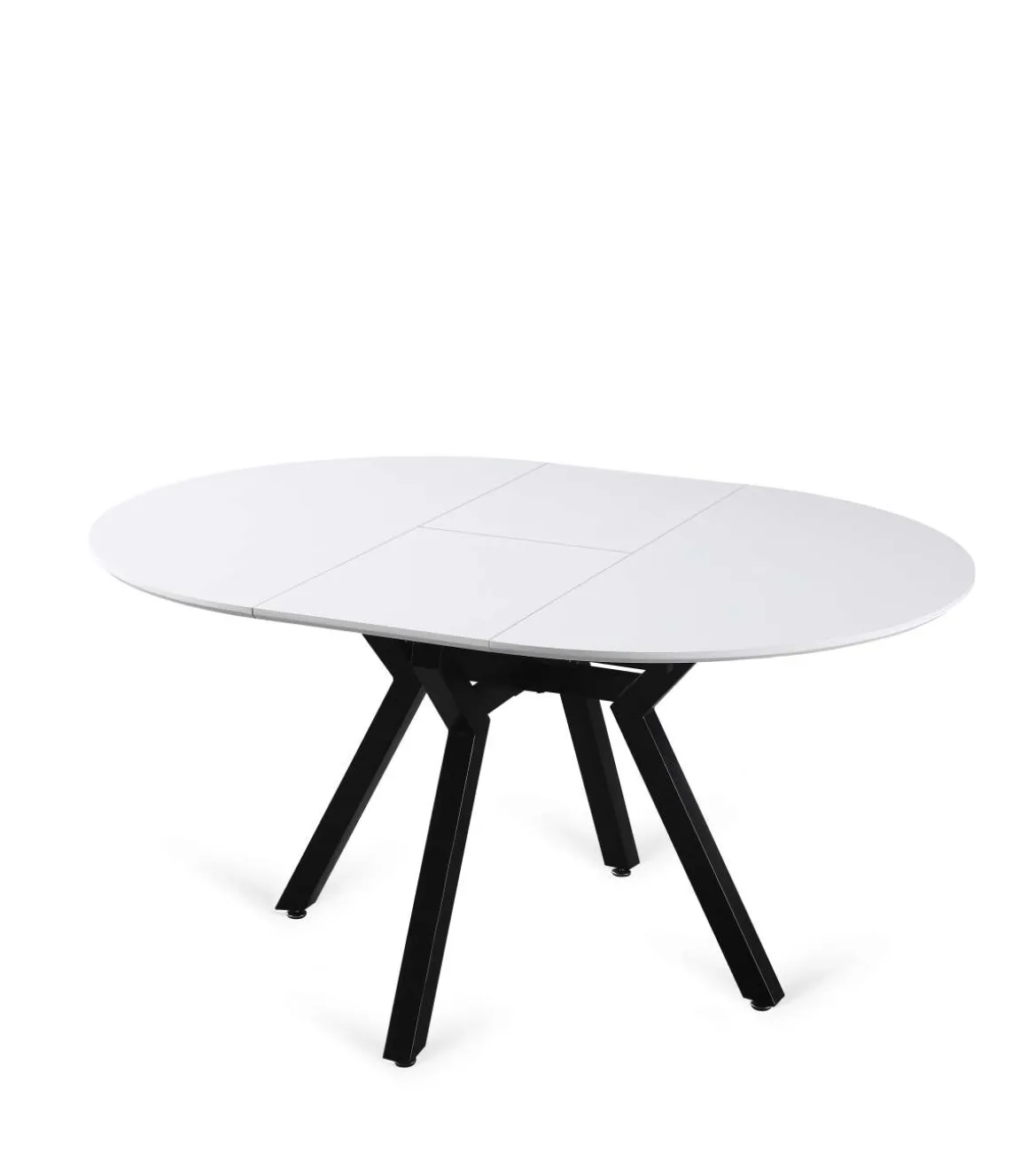 Mesa redonda extensible de comedor Coliseo acabado blanco, 75cm(alto) 110/150cm(ancho) 110cm(fondo)