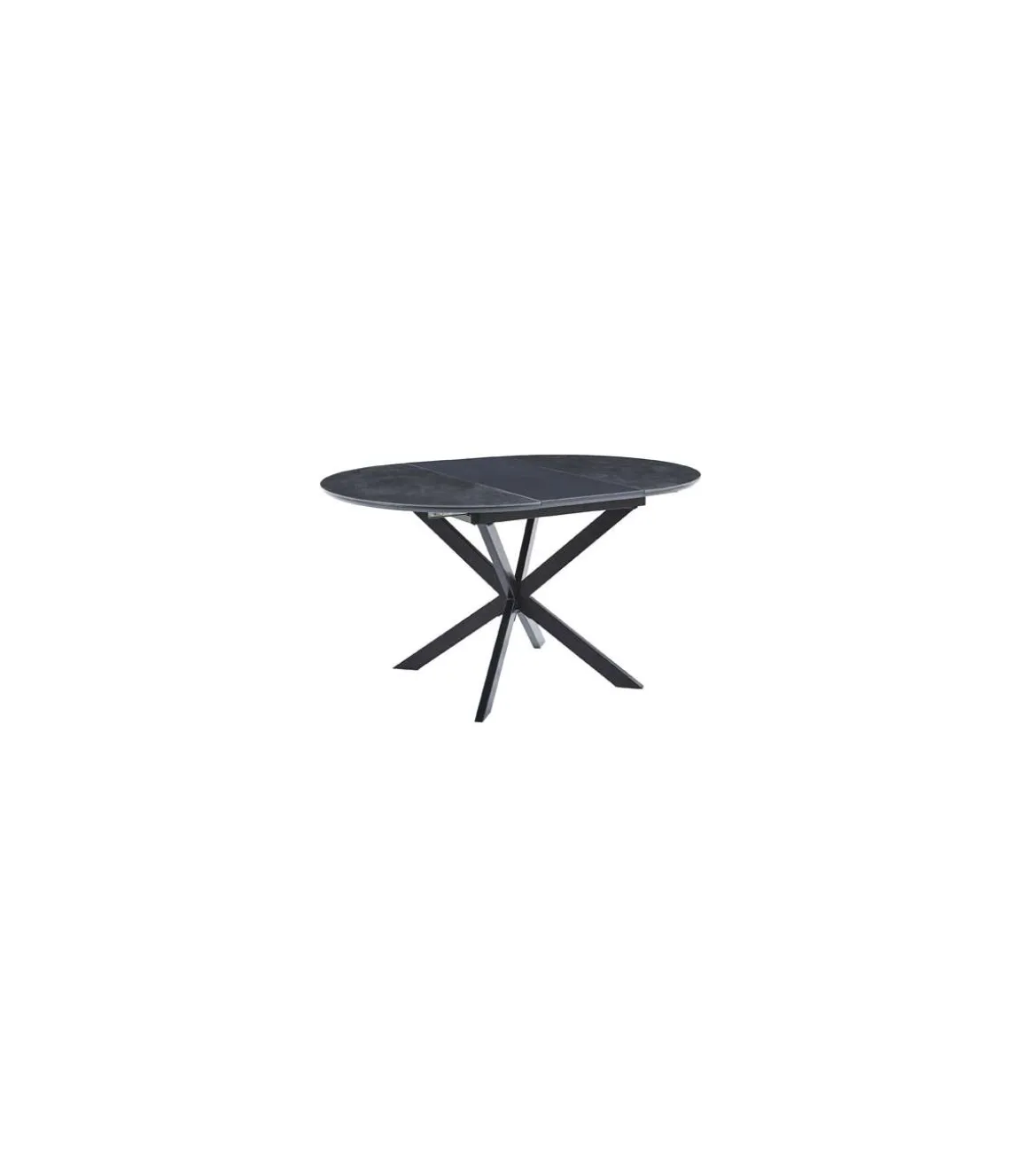 Mesa redonda extensible Vulcano acabado negro, 75cm(alto) 100-140cm(ancho) 100cm(largo)