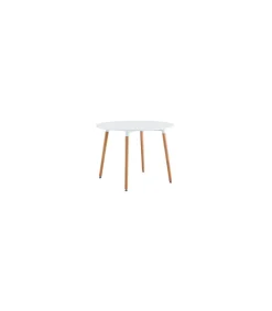 Mesa redonda fija Md-Nordika-100 acabado blanco/haya, 75cm(alto) 100cm(ancho) 100cm(fondo).