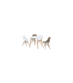 Mesa redonda fija Md-Nordika-100 acabado blanco/haya, 75cm(alto) 100cm(ancho) 100cm(fondo).