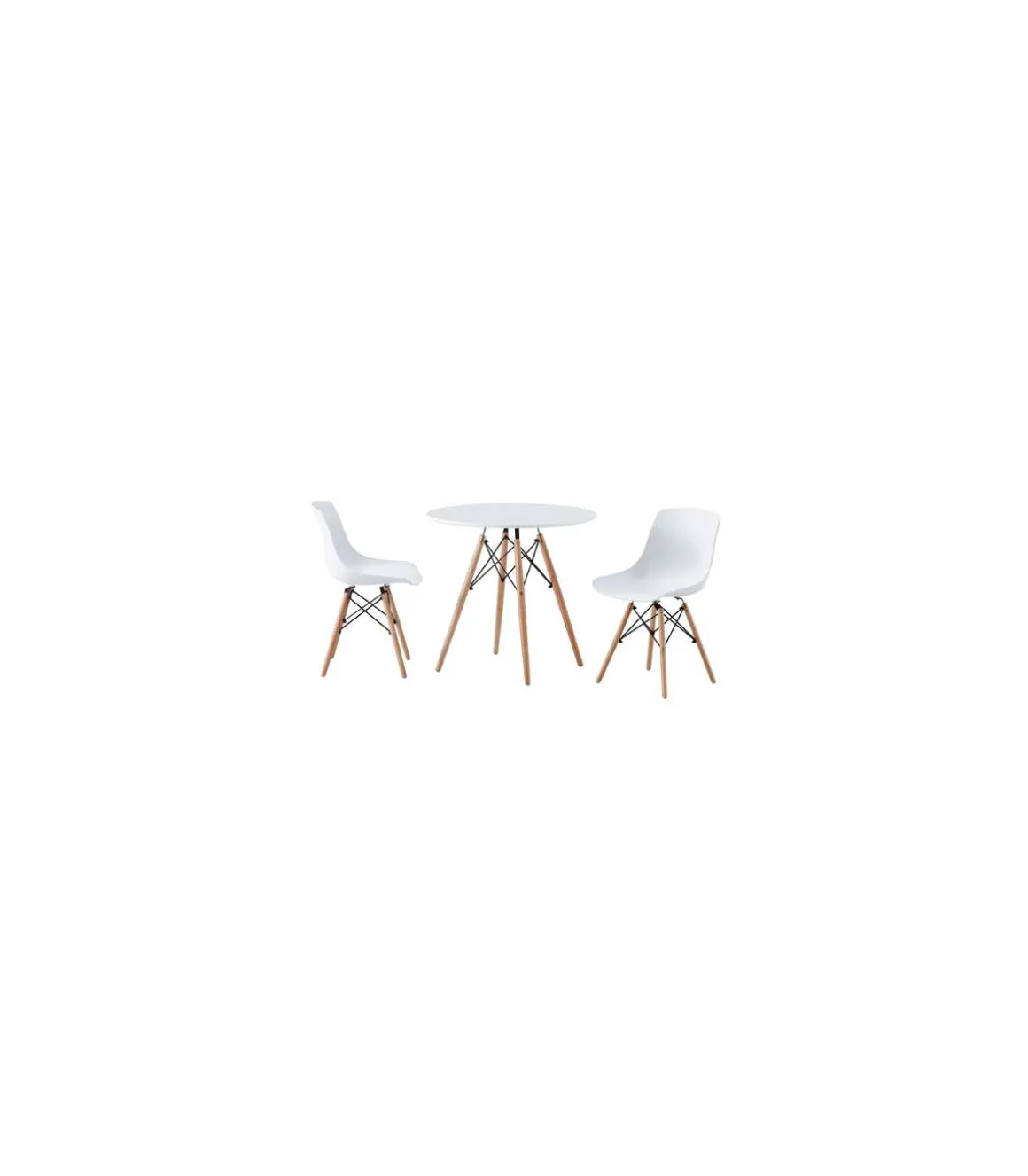 Mesa redonda fija Md-Tower acabado blanco/haya, 75cm(alto ) 80cm(ancho) 80cm(largo)