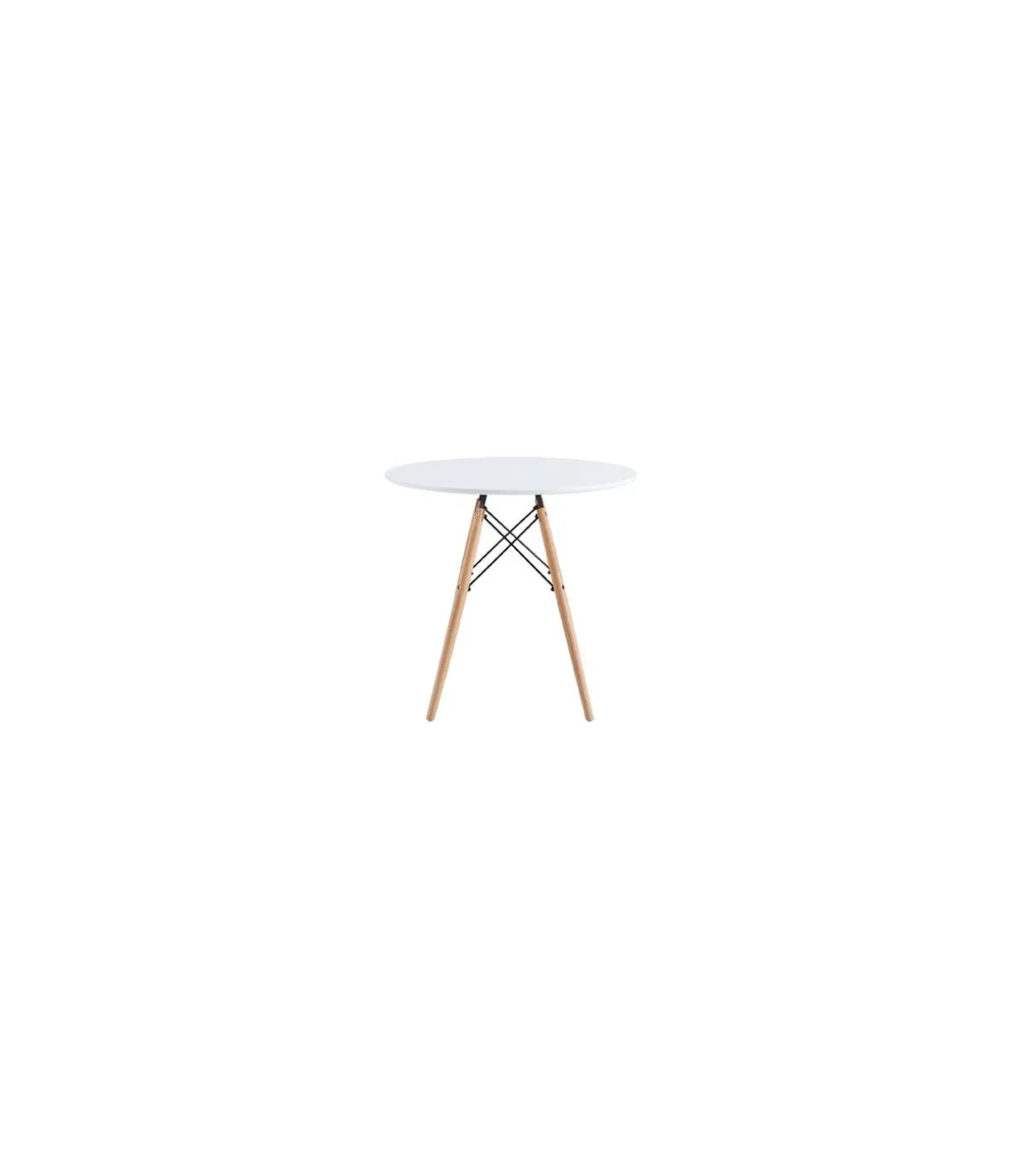 Mesa redonda fija Md-Tower acabado blanco/haya, 75cm(alto ) 80cm(ancho) 80cm(largo)