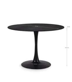 Mesa redonda modelo Adela acabado negro, 75cm(alto) 110cm(ancho) 110cm(largo)