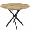 Mesa redonda Nesy tapa efecto madera y patas metálicas 75 cm(alto) 103cm(ancho) 103cm(largo)