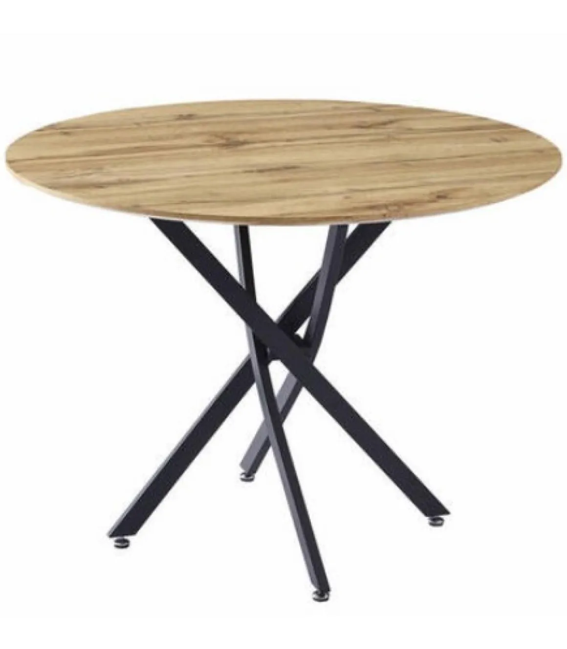 Mesa redonda Nesy tapa efecto madera y patas metálicas 75 cm(alto) 103cm(ancho) 103cm(largo)