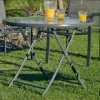 Mesa redonda terraza jardín acero plegable Cordoba-90 cm(ancho) 90 cm(fondo)75 cm(altura)