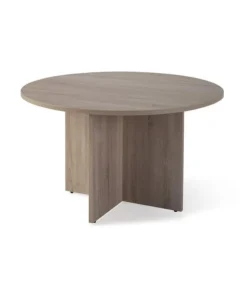 Mesa reunión o estudio redonda acabado olmo claro, 73 cm(alto)110 cm(ancho).