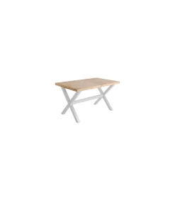 Mesa salón extensible X-Loft acabado roble nordish/blanco, 76cm(alto) 140-180-220cm(ancho) 90cm(largo)