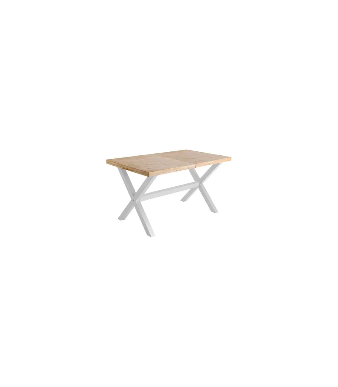 Mesa salón extensible X-Loft acabado roble nordish/blanco, 76cm(alto) 140-180-220cm(ancho) 90cm(largo)