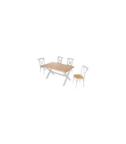 Mesa salón extensible X-Loft acabado roble nordish/blanco, 76cm(alto) 140-180-220cm(ancho) 90cm(largo)