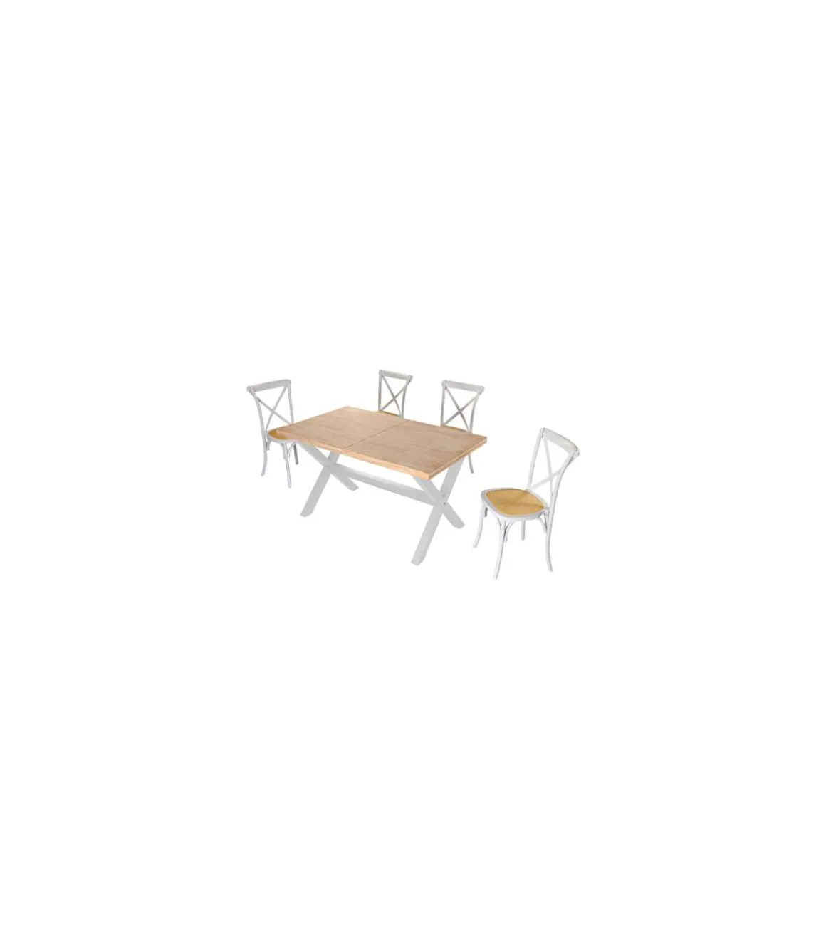 Mesa salón extensible X-Loft acabado roble nordish/blanco, 76cm(alto) 140-180-220cm(ancho) 90cm(largo)