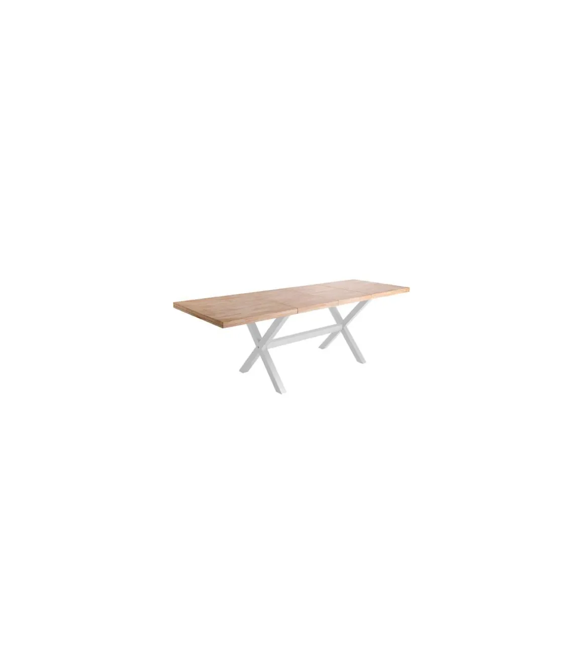 Mesa salón extensible X-Loft acabado roble nordish/blanco, 76cm(alto) 140-180-220cm(ancho) 90cm(largo)