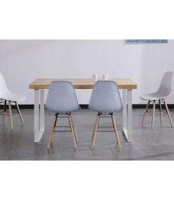 Mesa salón fija natural roble nordish estructura blanca 140 cm(ancho) 80 cm(largo) 76,5 cm (alto)